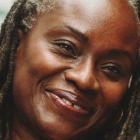 A smiling mature black woman