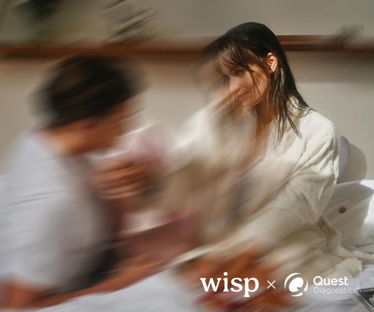 A woman looking provocatively at a man with motion blur