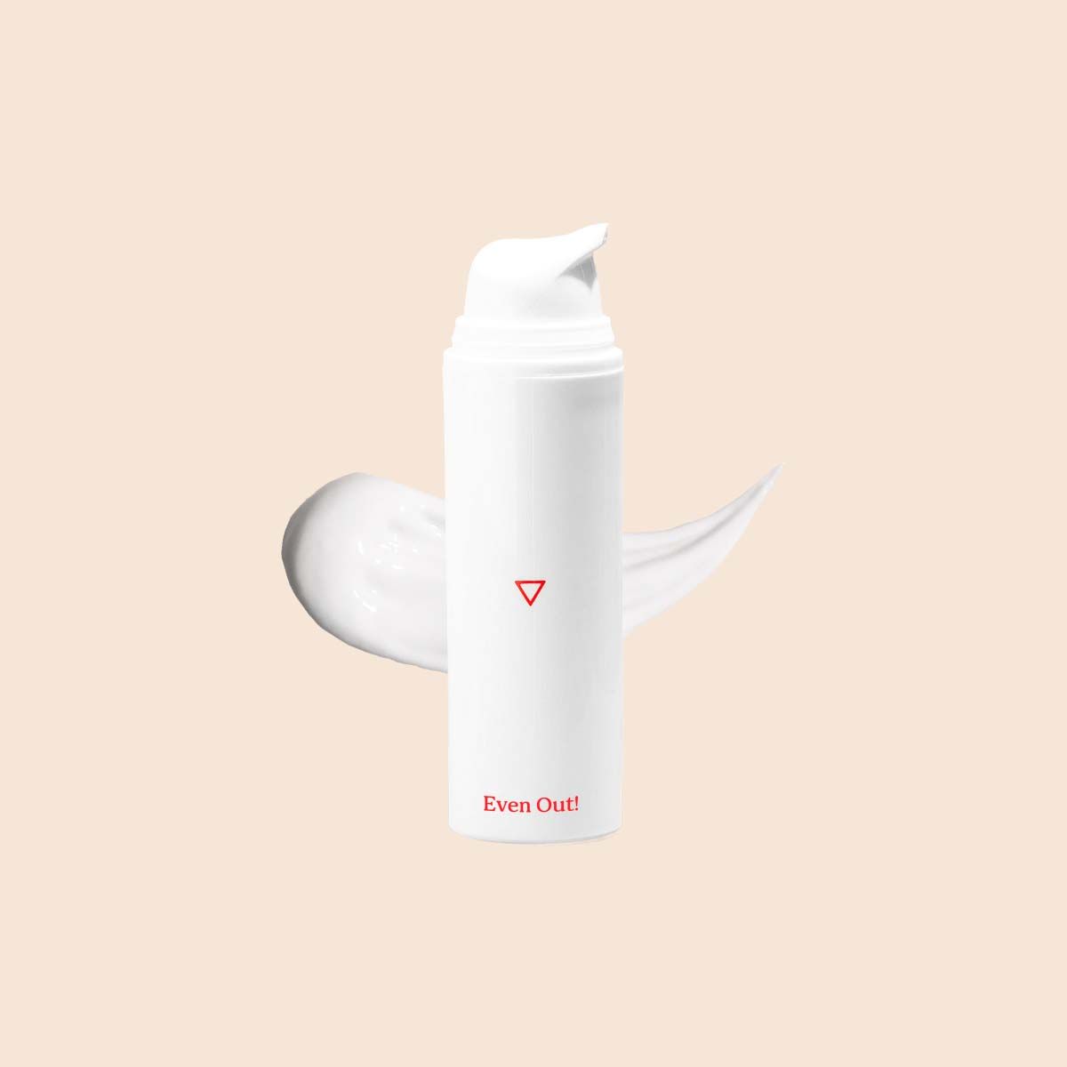 A bottle of Even Out! with a cream and a beige background