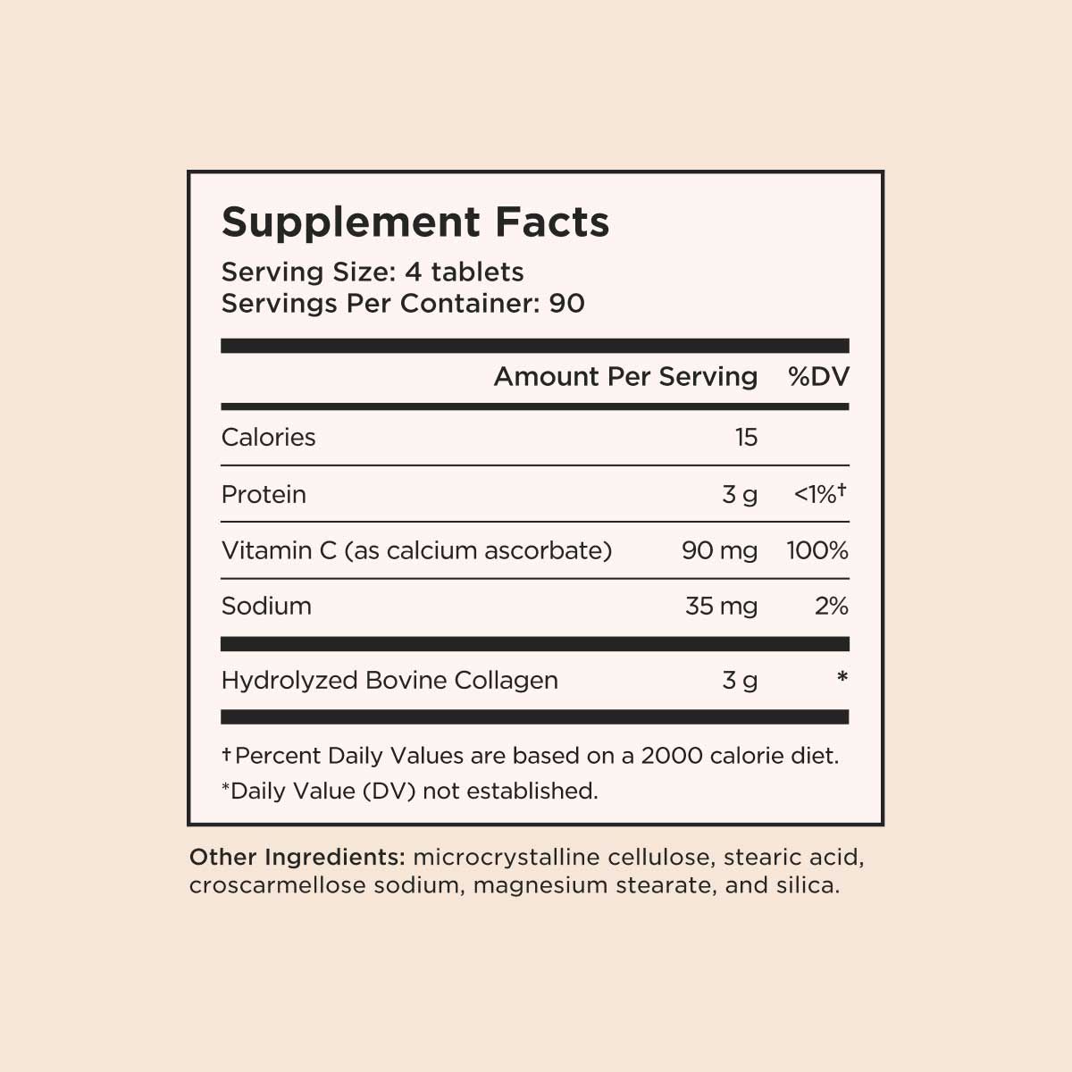 Supplement Facts for Wisp Revive Collagen Supplements