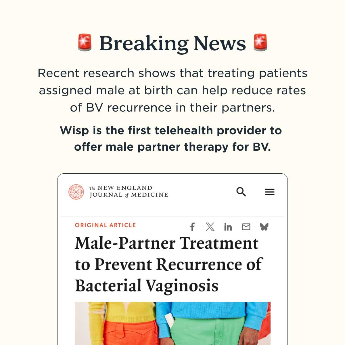 A news article featuring new studies showing that BV could be a sexually transmitted disease