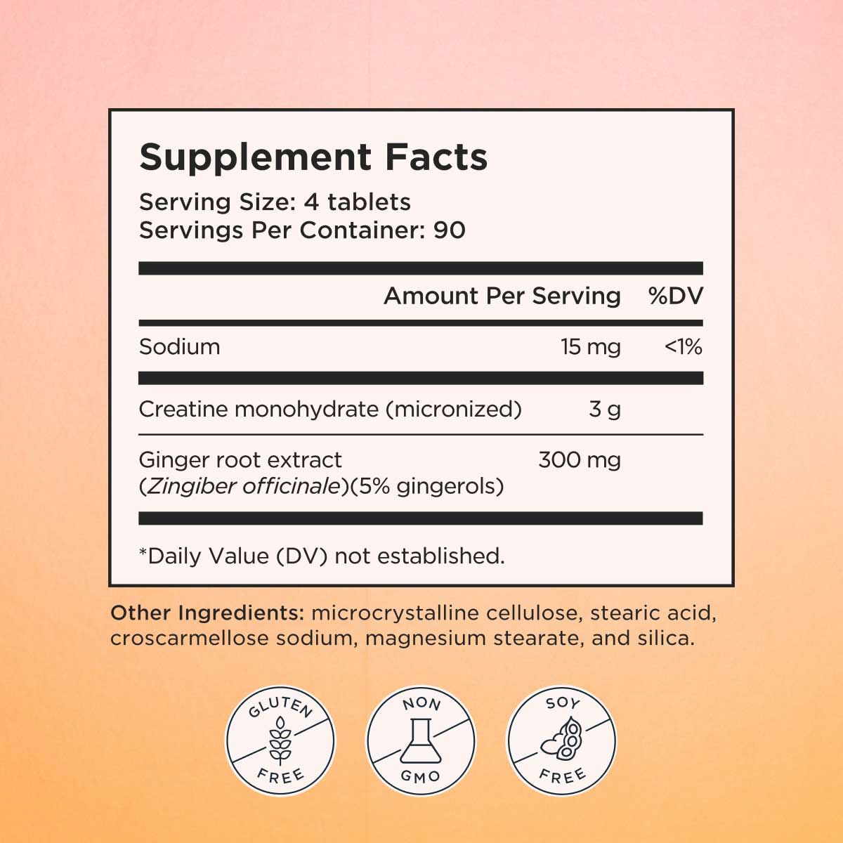 Supplement Facts for Wisp Thrive Creatine Supplement in front of a gradient background