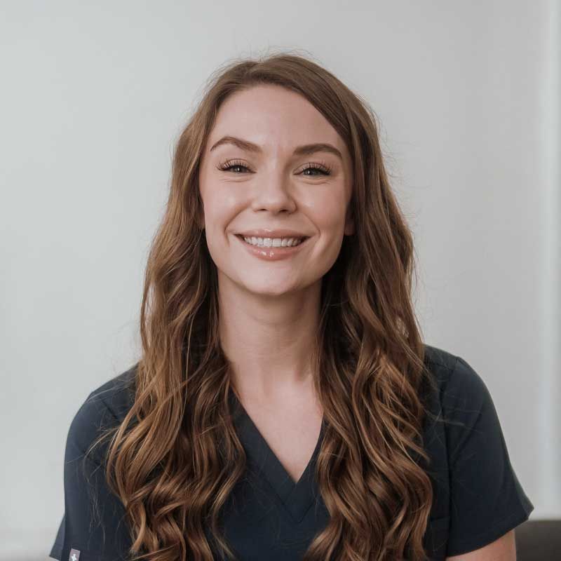 Shannon Chatham wearing blue scrubs